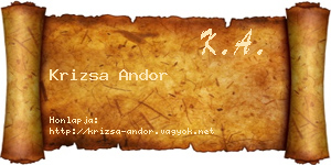 Krizsa Andor névjegykártya